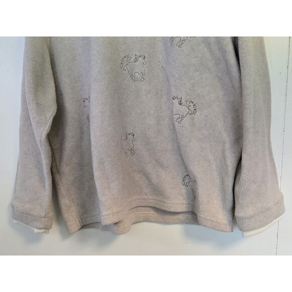 Vintage Blair Sweater Womens L Horse Beige Fleece Ranch Western Rodeo All Over - Picture 3 of 8